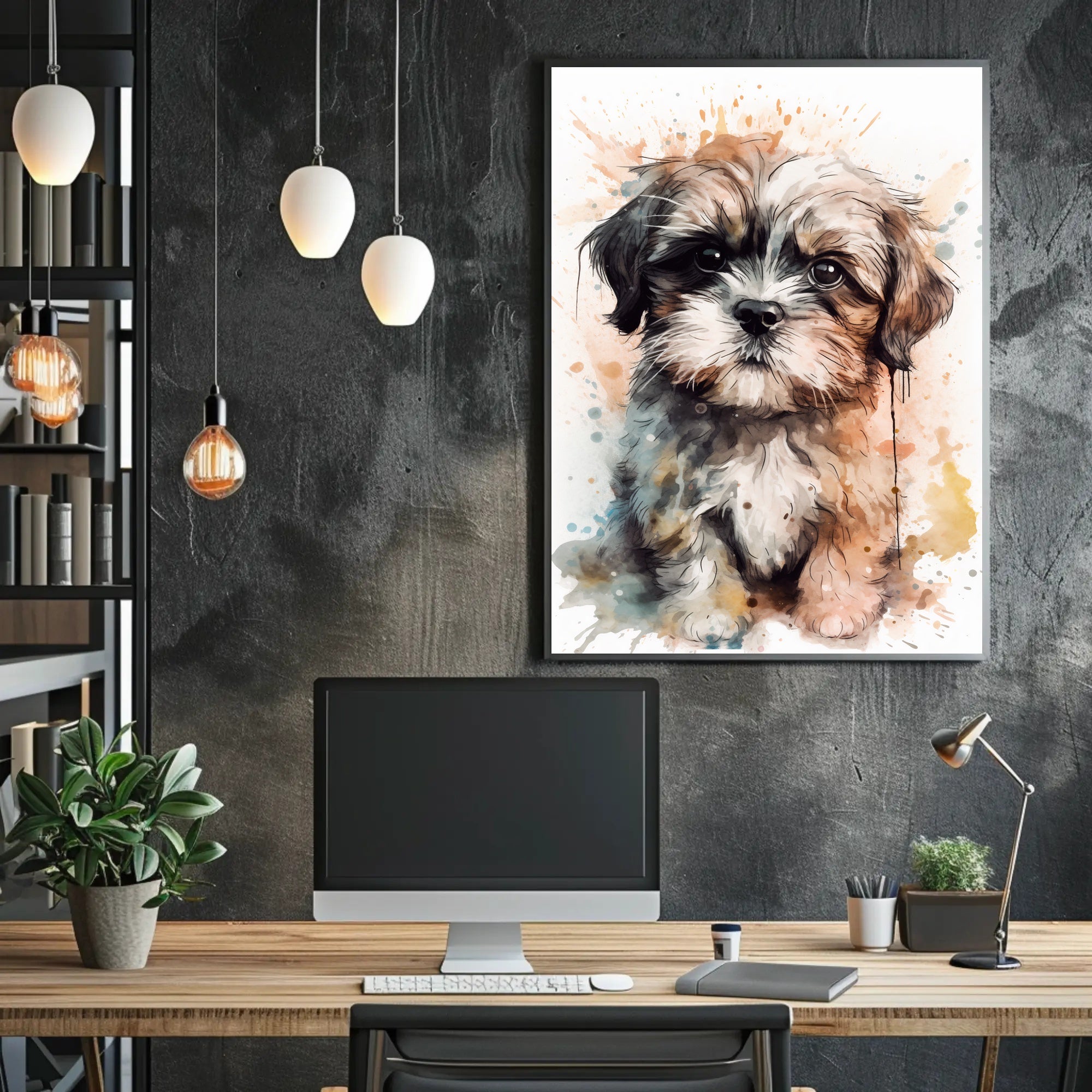Watercolor Puppy Poster Cute Pet Wall Art Print