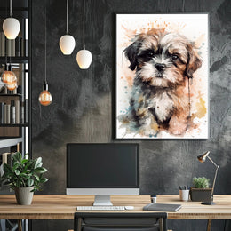 Watercolor Puppy Poster Cute Pet Wall Art Print