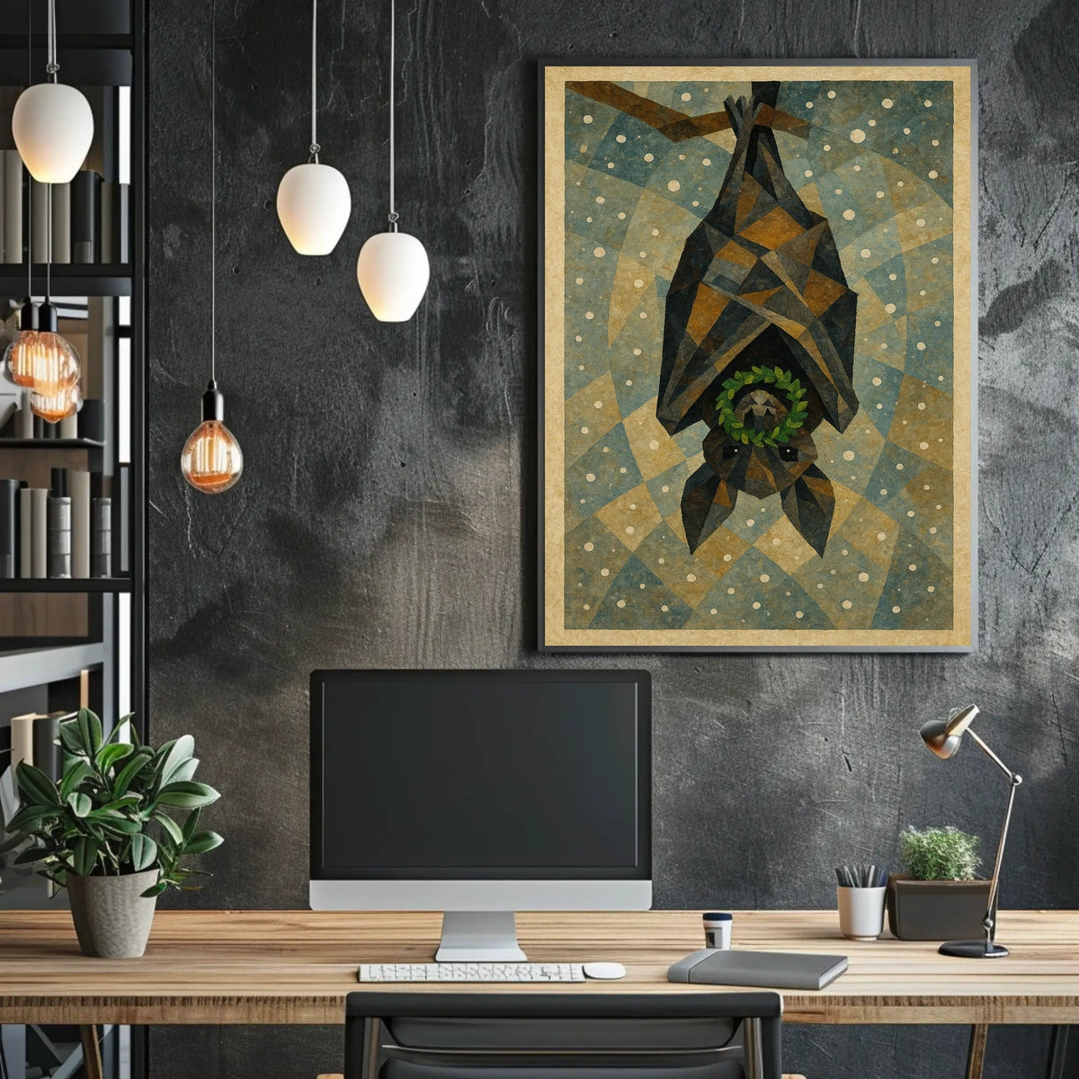 Geometric Bat Art Poster