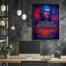 Thomas Jefferson Neon Art Historical Presidential Poster PosterGoat