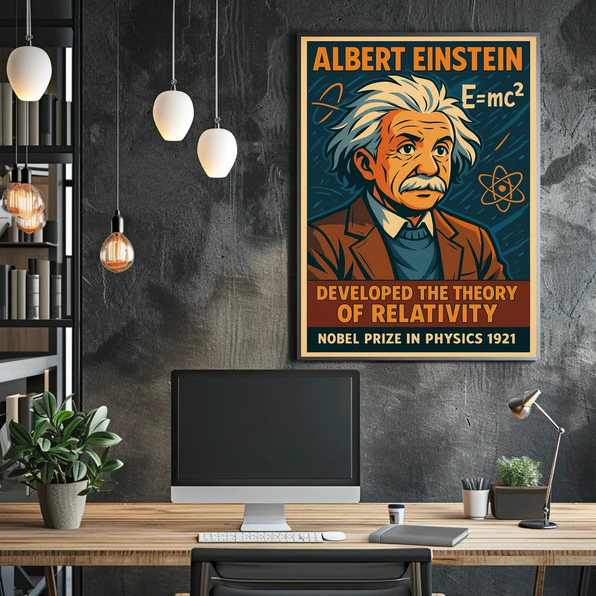 Einstein Relativity Theory Vintage Science Office Poster