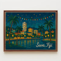 Suva, Fiji Nighttime Cityscape Poster