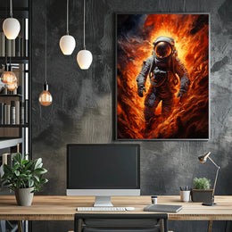 Astronaut In Flames Poster PosterGoat
