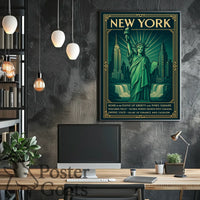 New York Landmarks Vintage Art Deco Travel Poster