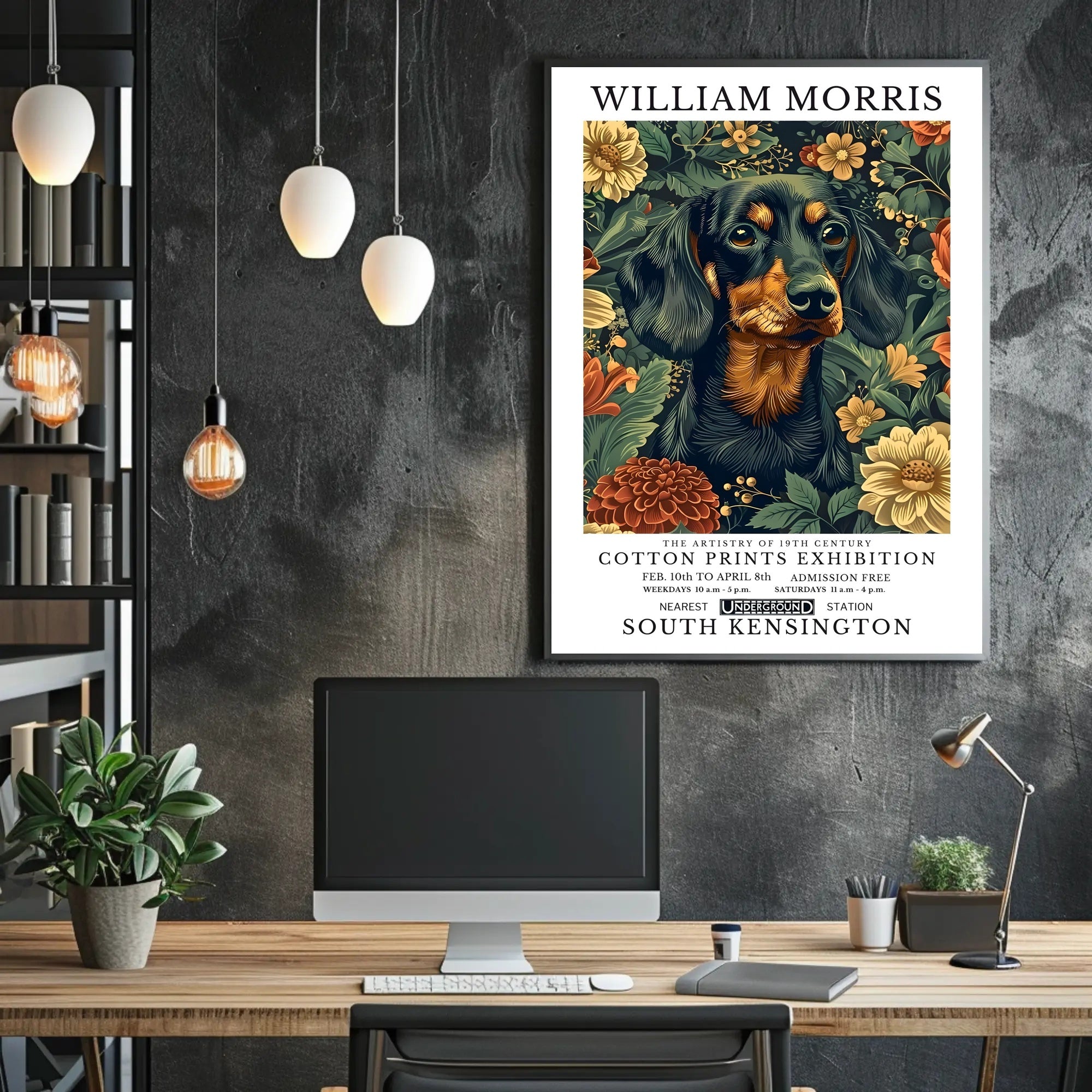 19th Century Dachshund and Floral Prints Cultural Poster