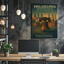 Philadelphia Liberty Bell Vintage Poster: Historical Elegance