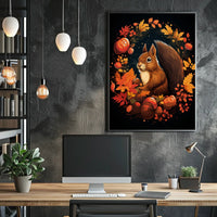Whimsical Autumn Squirrel Poster: Cozy Fall Decor