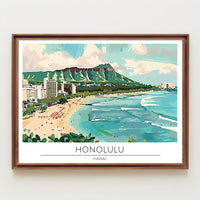Honolulu Beach Scene Poster
