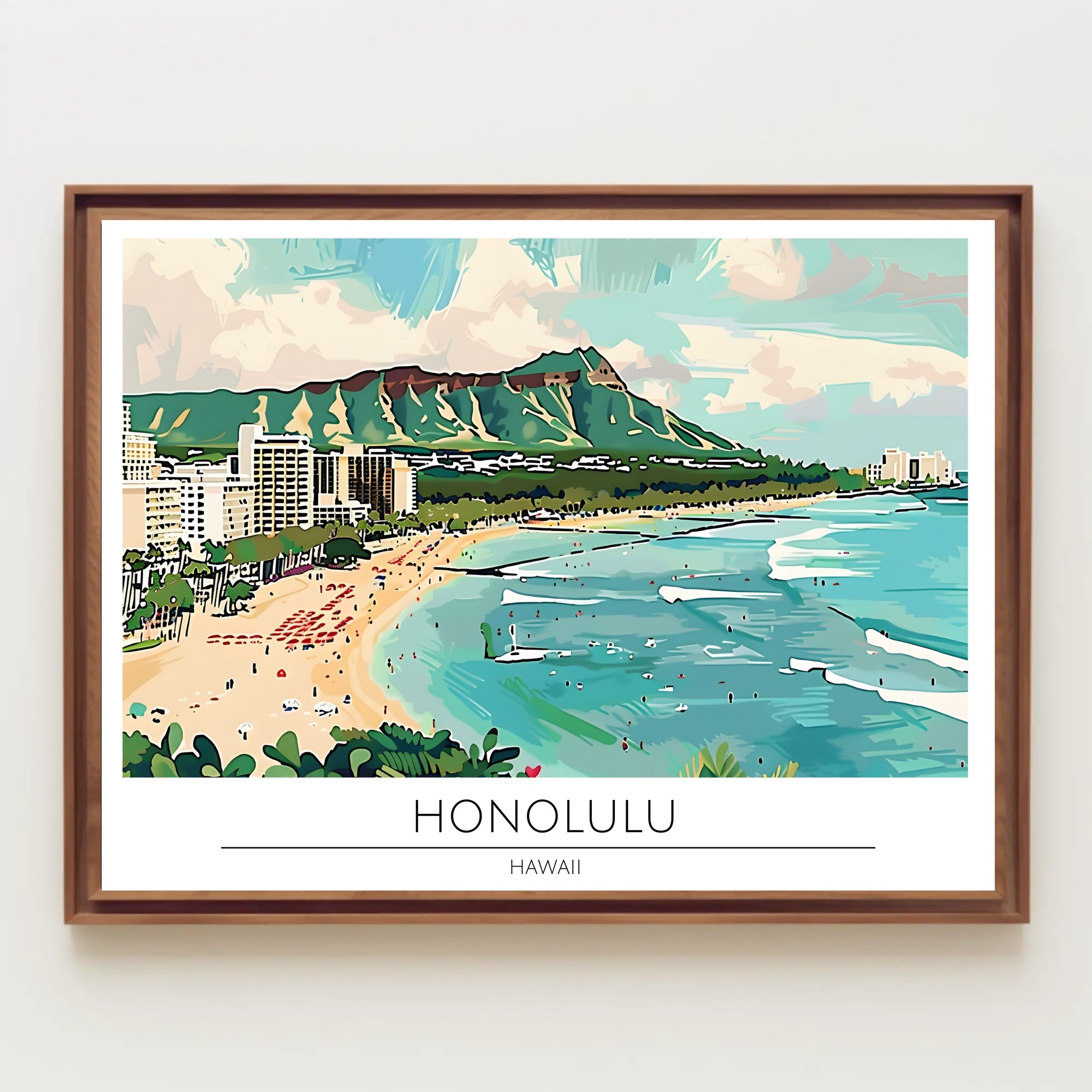 Honolulu Beach Scene Poster