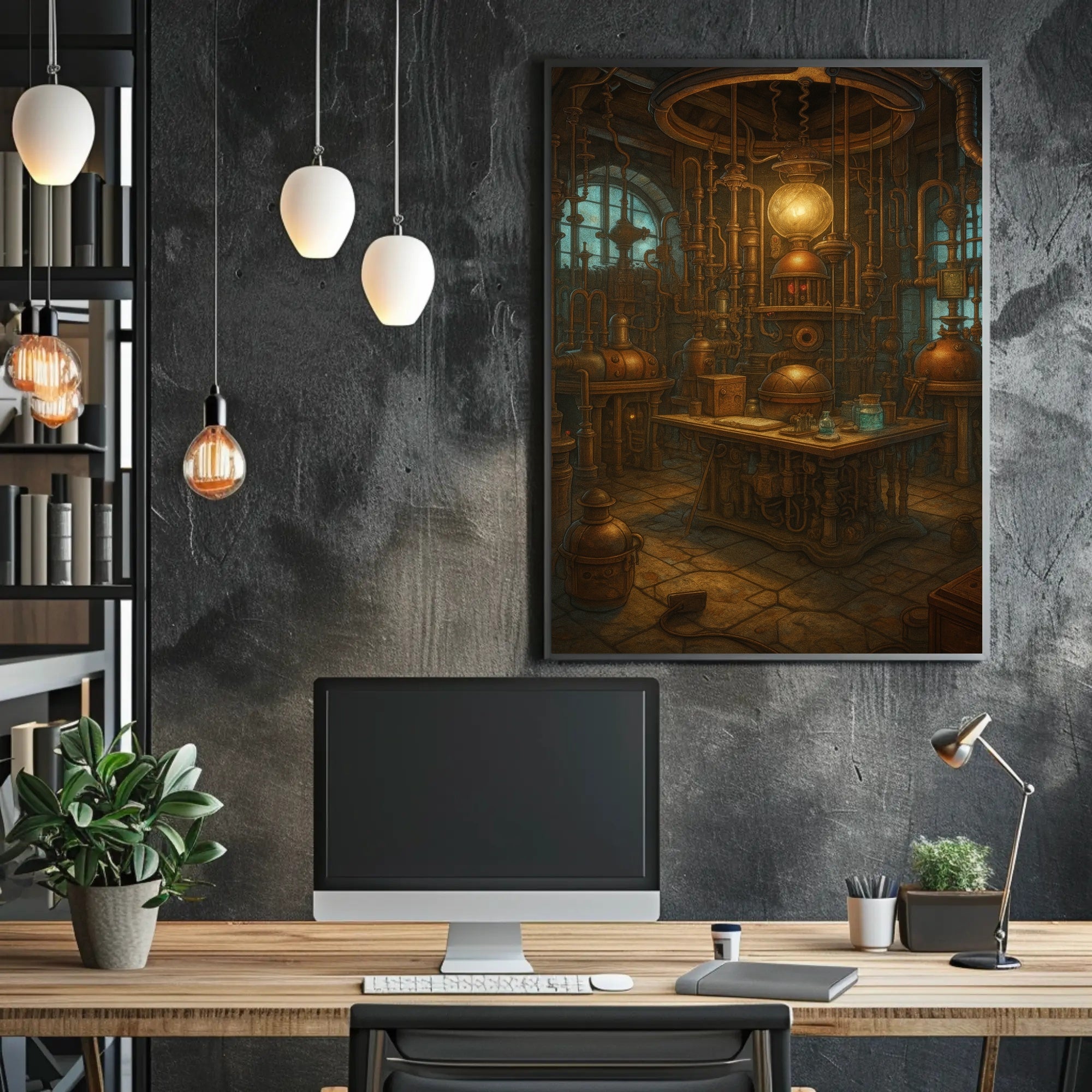 Steampunk Laboratory Mystery Exploration Poster