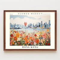 Vibrant Hong Kong Flower Market Urban Cityscape Poster