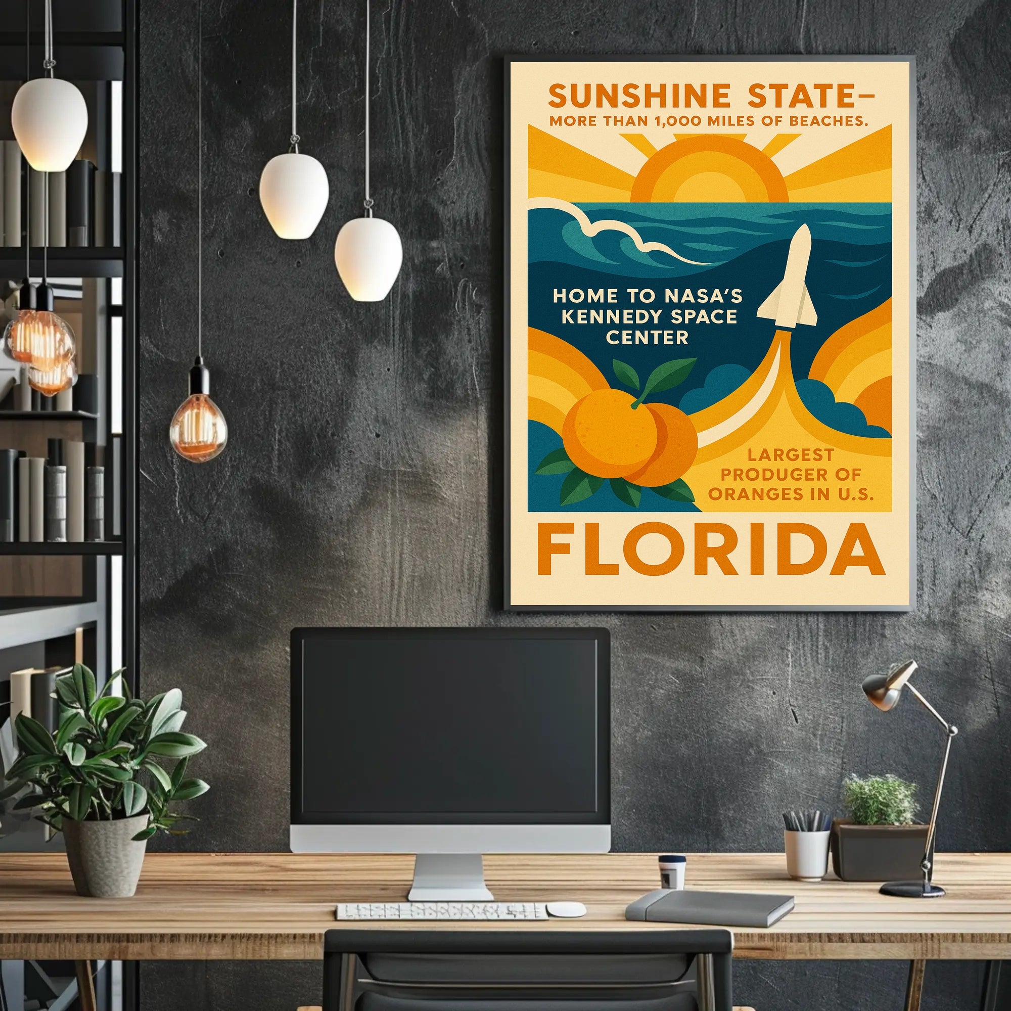 Florida's Vibrant Tribute: Retro Travel Poster