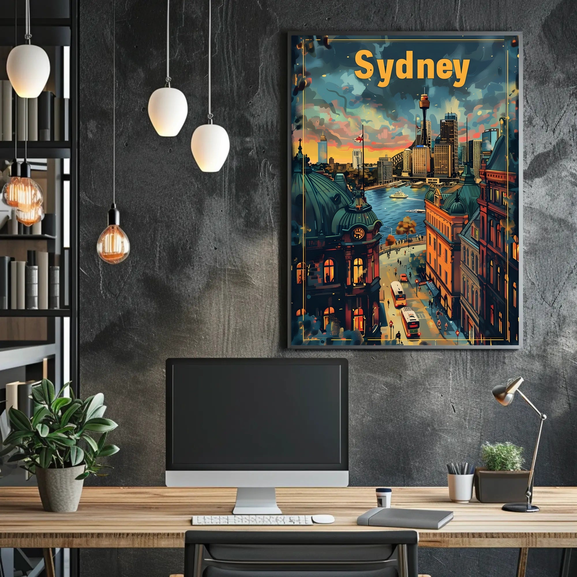 Sydney Skyline Sunset: Vibrant Urban or Cityscape Poster