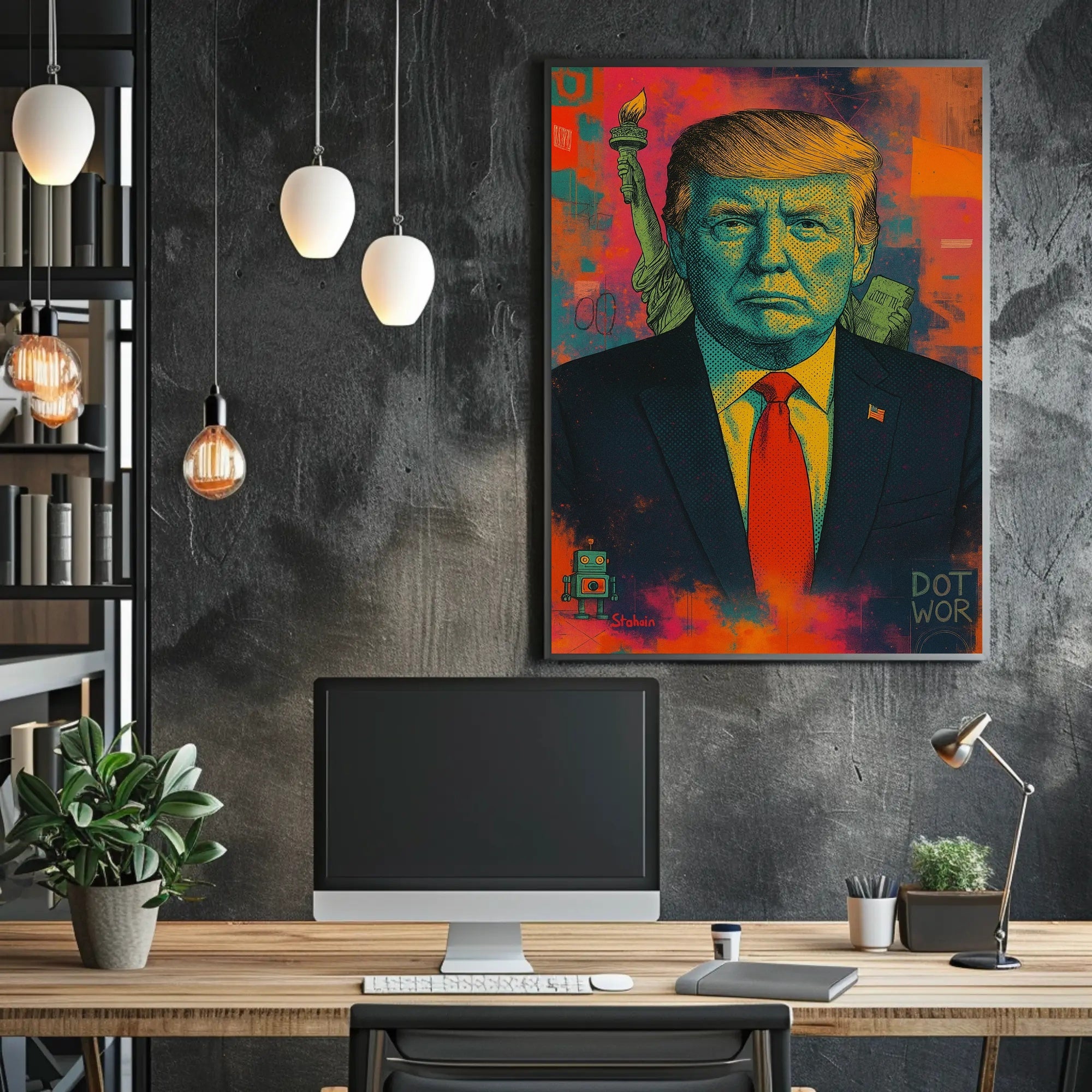 Pop-Art Statue of Liberty Political Propaganda Poster