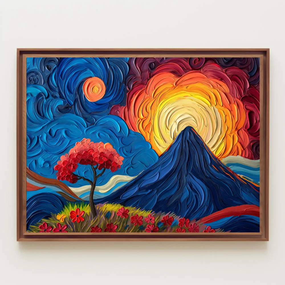 Van Gogh-Inspired Vibrant Mountain Sunrise Poster