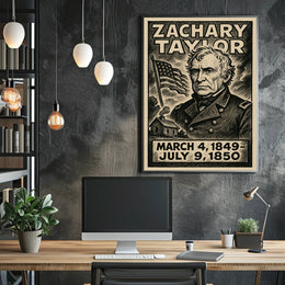 Zachary Taylor 12th President of the United States B & W Comic Sketch Poster