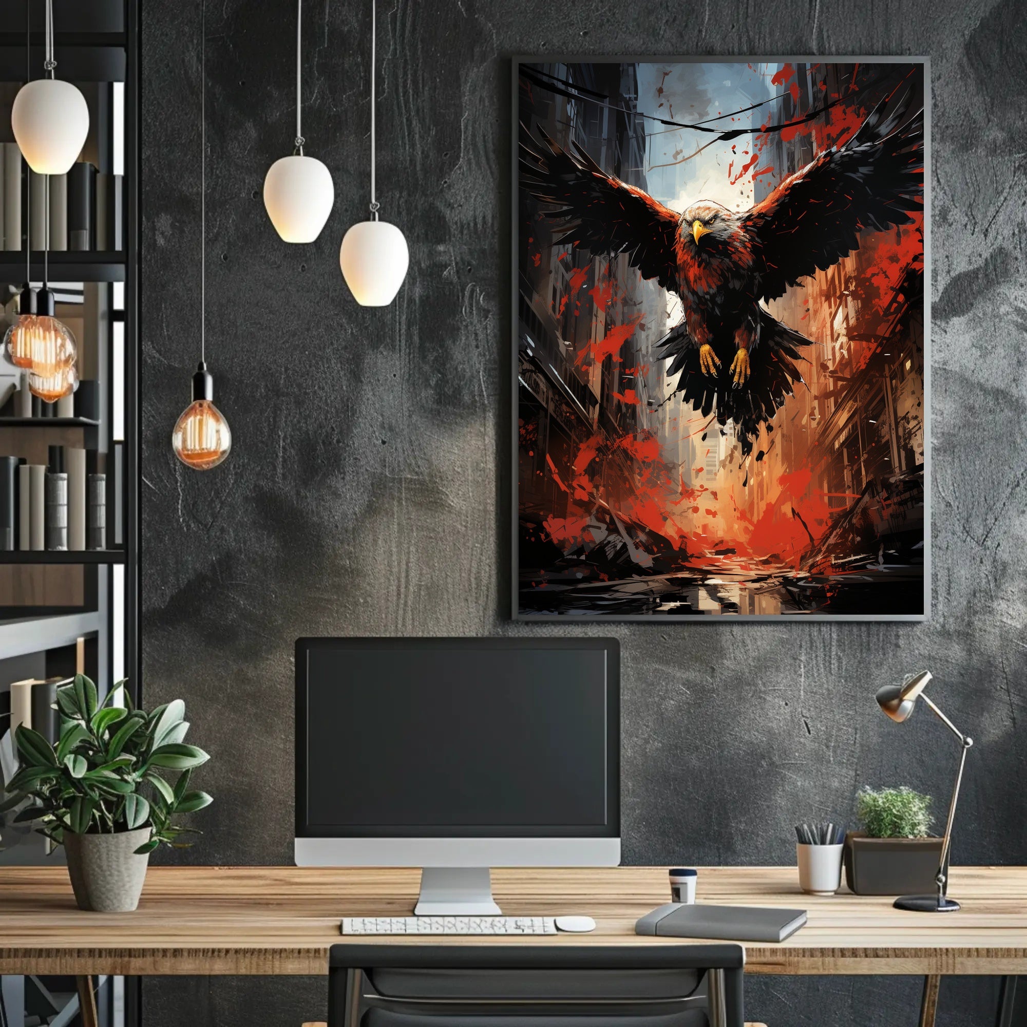 The Majestic Eagle In Urban Chaos Poster PosterGoat