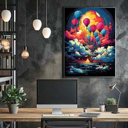 Fantasy Adventure Hot Air Balloon Art Poster