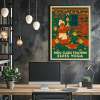 Mrs. Claus Teaching Elves Yoga Poster