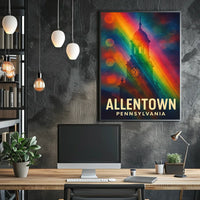 Allentown Clock Tower Vibrant Modern Art Urban Cityscape Rainbow Gradient Poster