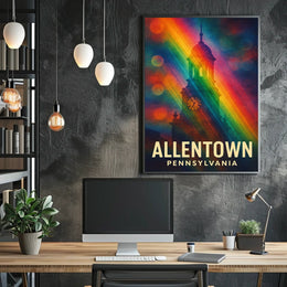 Allentown Clock Tower Vibrant Modern Art Urban Cityscape Rainbow Gradient Poster
