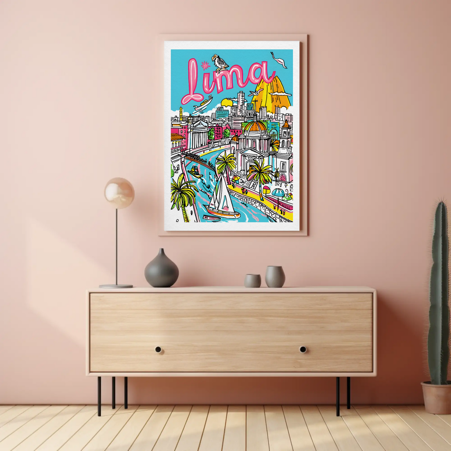 Lima Peru Vibrant Cityscape and River Travel Poster