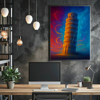 Enchanted Leaning Tower Poster Vintage Travel Wall Art