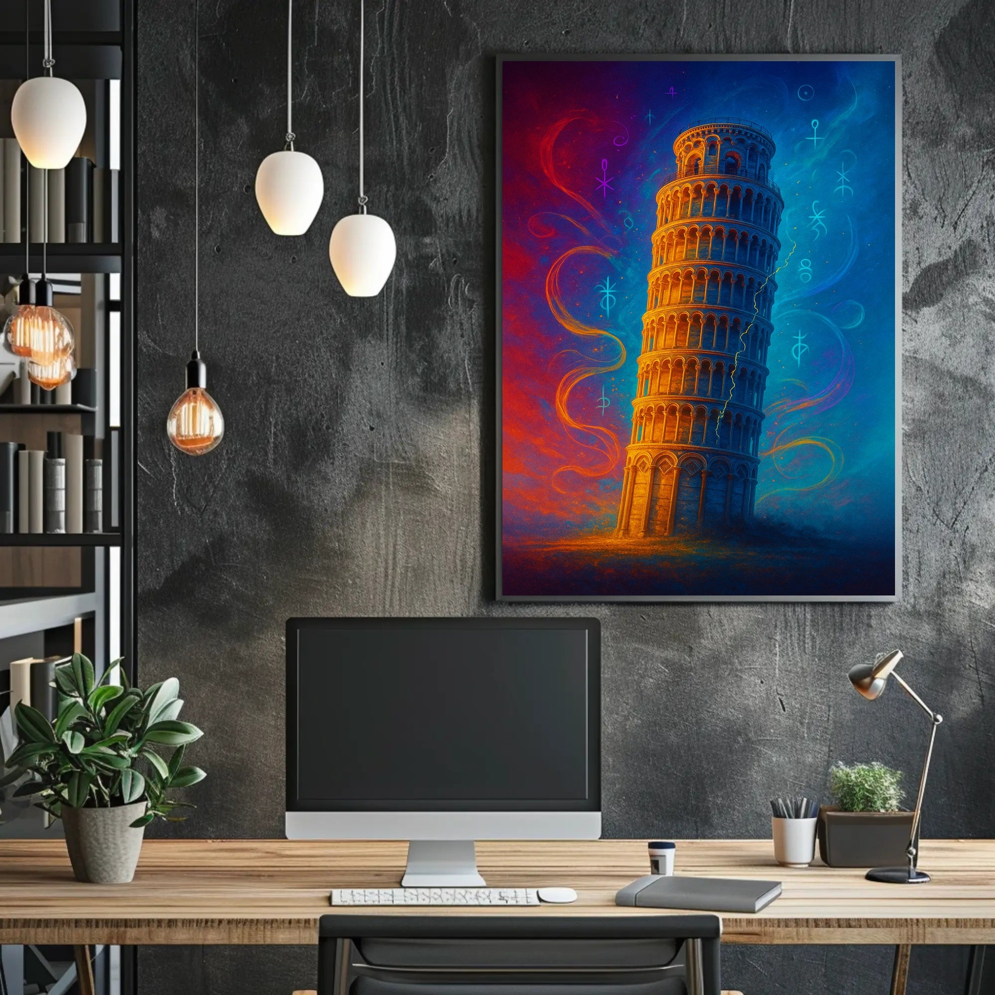 Enchanted Leaning Tower Poster Vintage Travel Wall Art