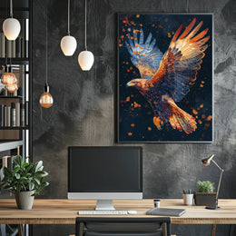 Majestic Eagle in Flight Autumn Art Poster