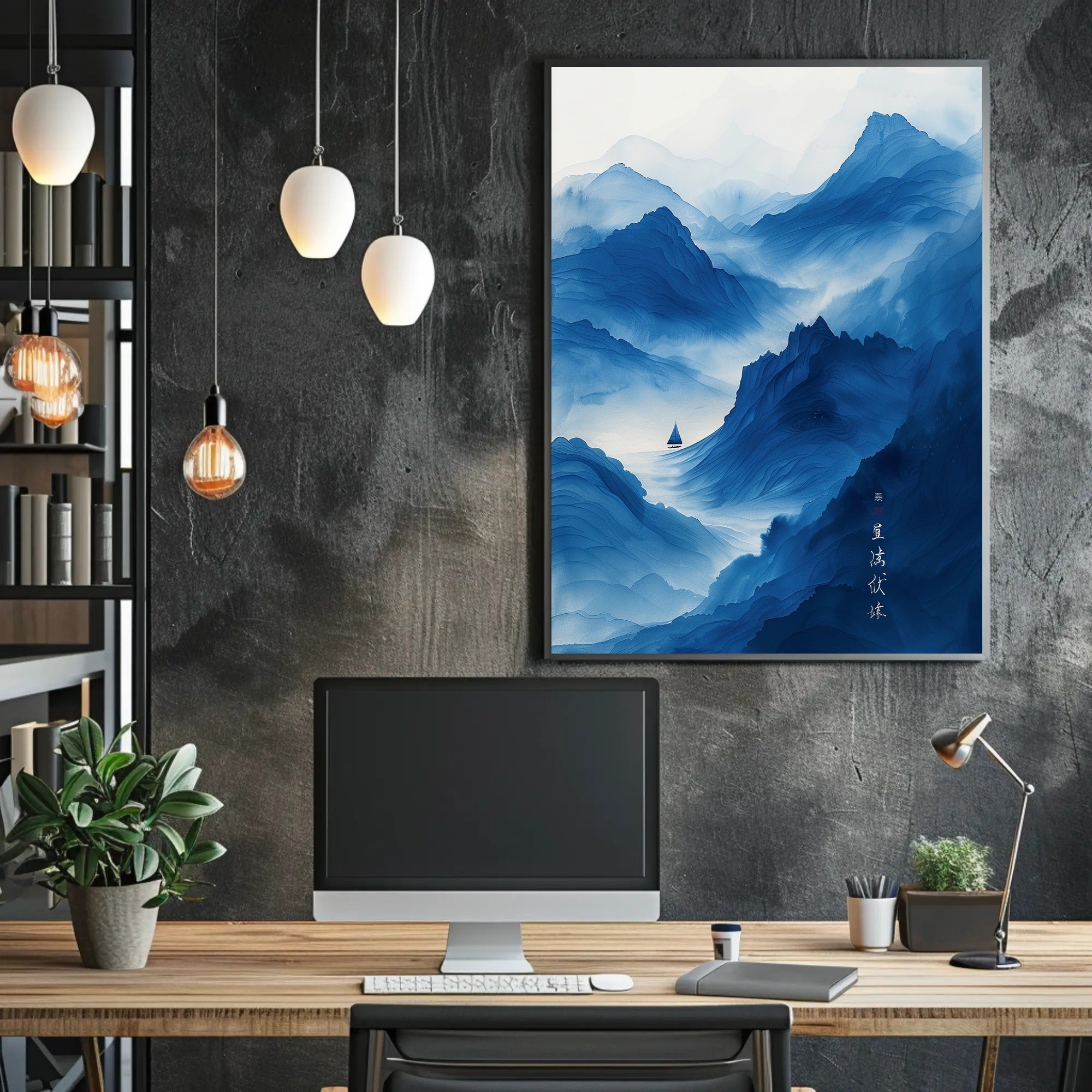 Tranquil Blue Mountains Art Print Poster for Home Decor and Nature Lovers PosterGoat