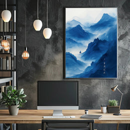 Tranquil Blue Mountains Art Print Poster for Home Decor and Nature Lovers PosterGoat