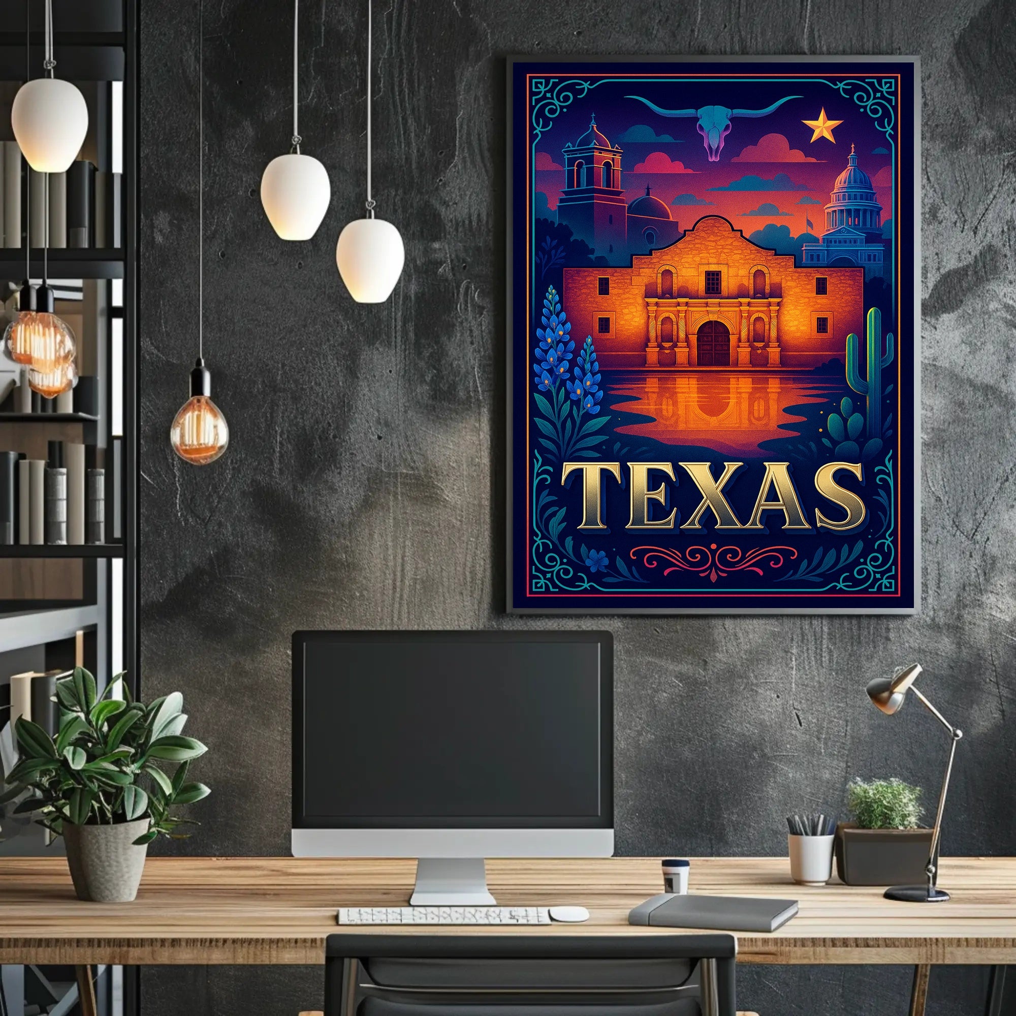 Texas Heritage Poster Vintage Travel Wall Art