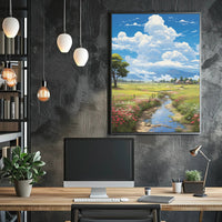 Serene and Idyllic Countryside Landscape Artistic Poster
