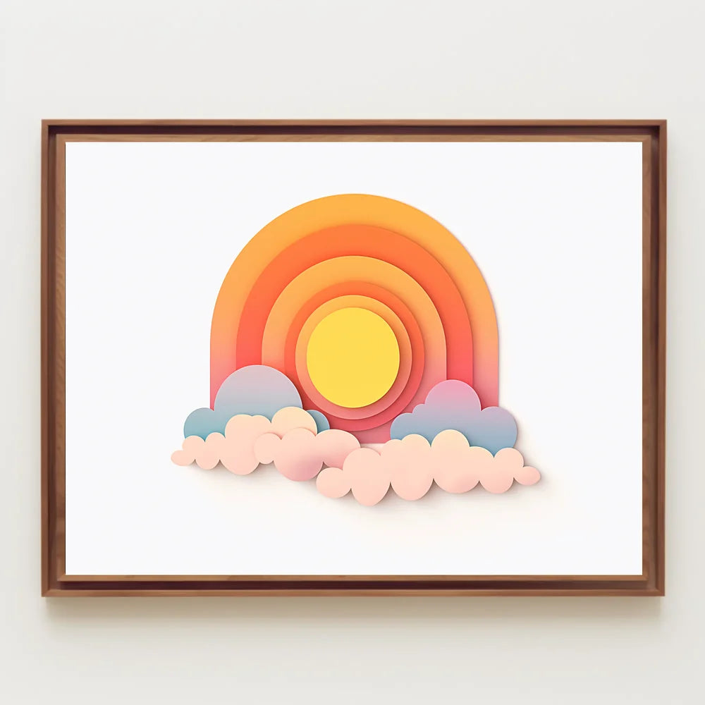 Modern Abstract Sunrise Sunset Paper Art Poster