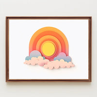 Modern Abstract Sunrise Sunset Paper Art Poster