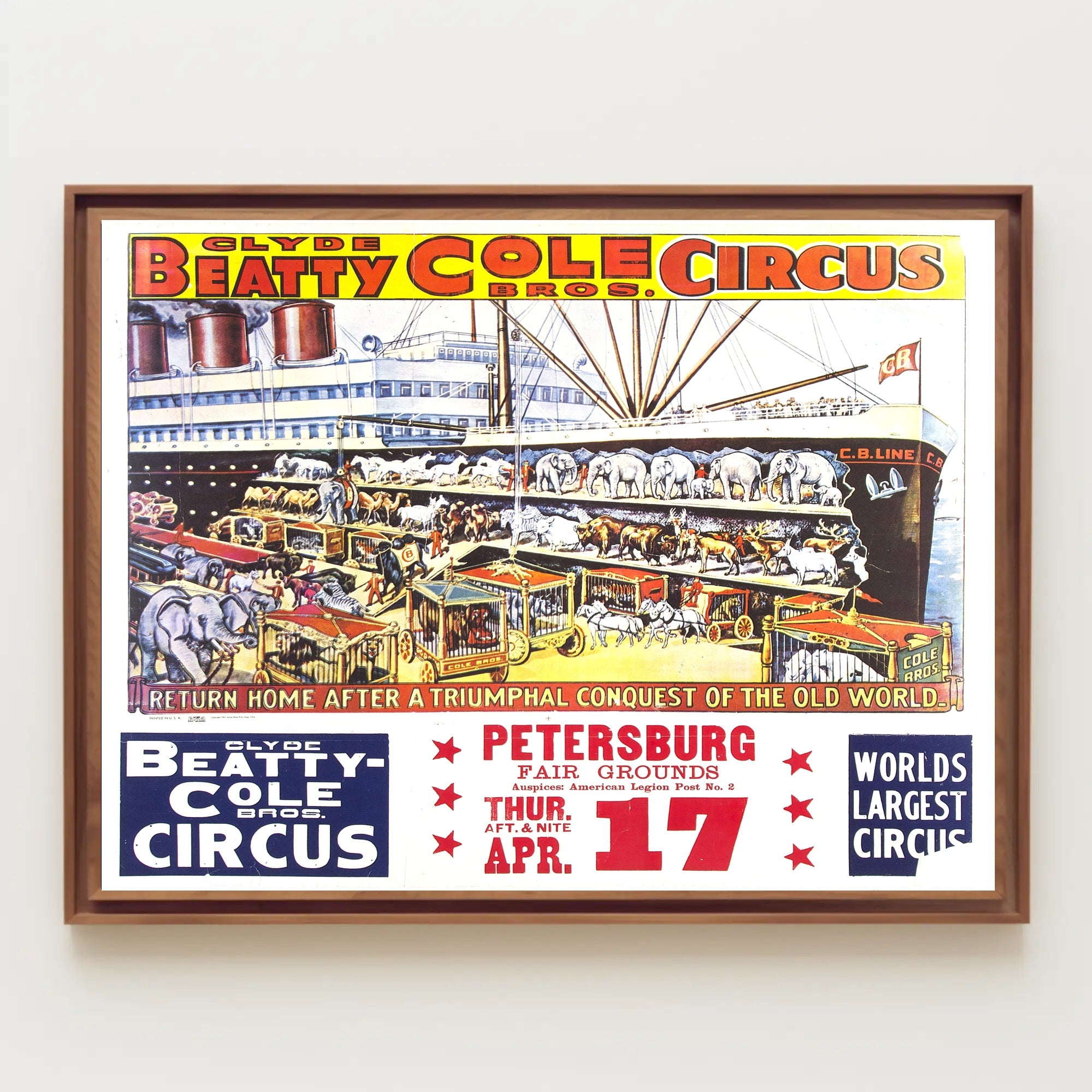 Clyde Beatty-Cole Bros. Circus Poster