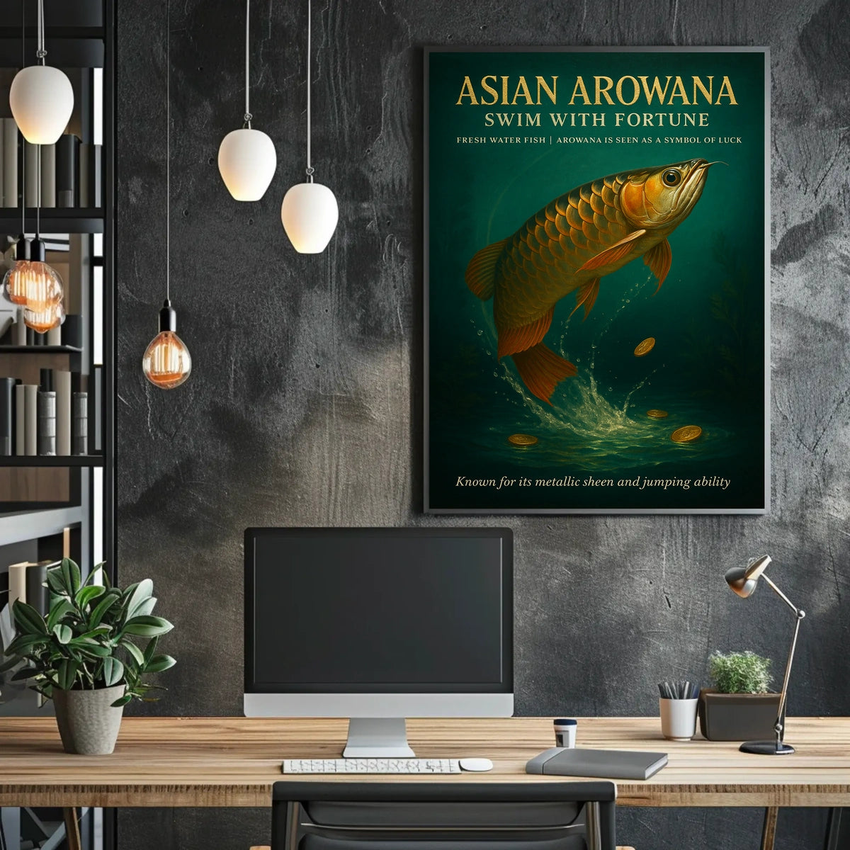 Asian Arowana Swim with Fortune Poster