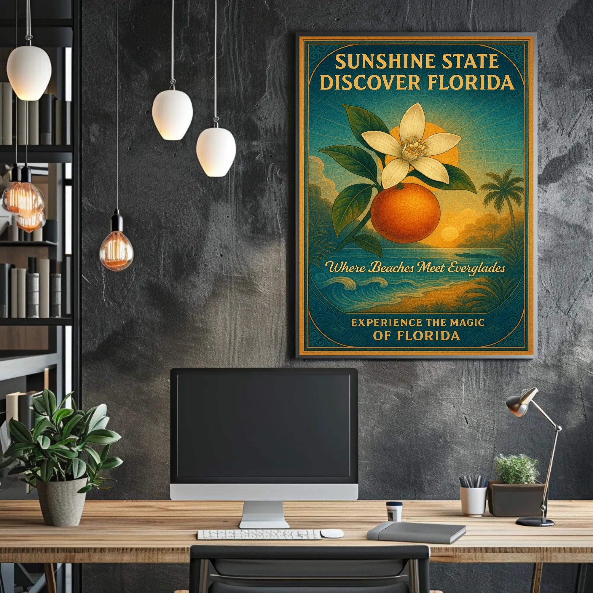 Florida Sunshine State Travel Poster Vintage Print