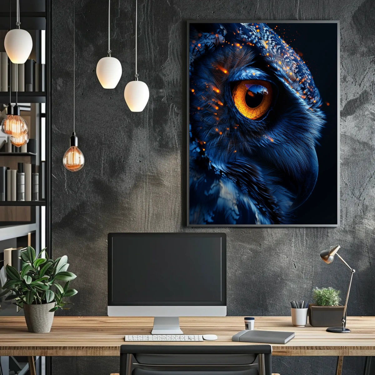 Mystical Owl Eye: Surreal Wildlife Art Poster
