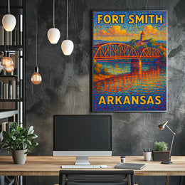 Fort Smith Arkansas Bridge Vintage Art Collector Poster