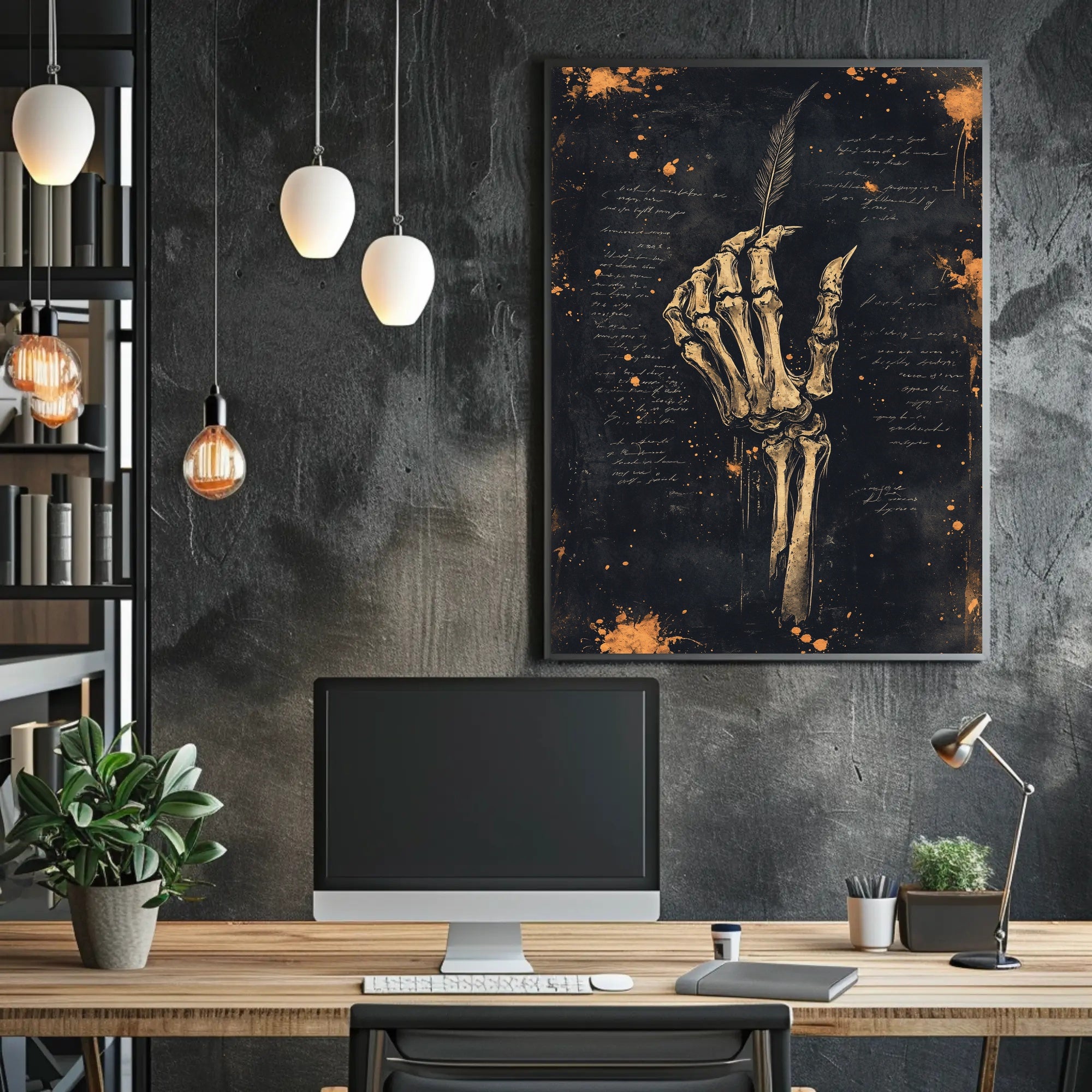 Skeleton Hand With Quill Poster