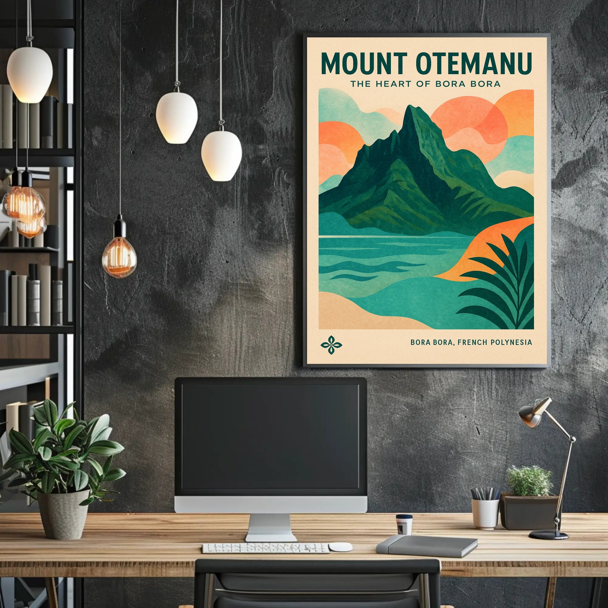 Mount Otemanu Vintage Travel Illustration Poster PosterGoat