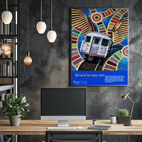 Subway Train with Wings: Vibrant Surreal Art Poster