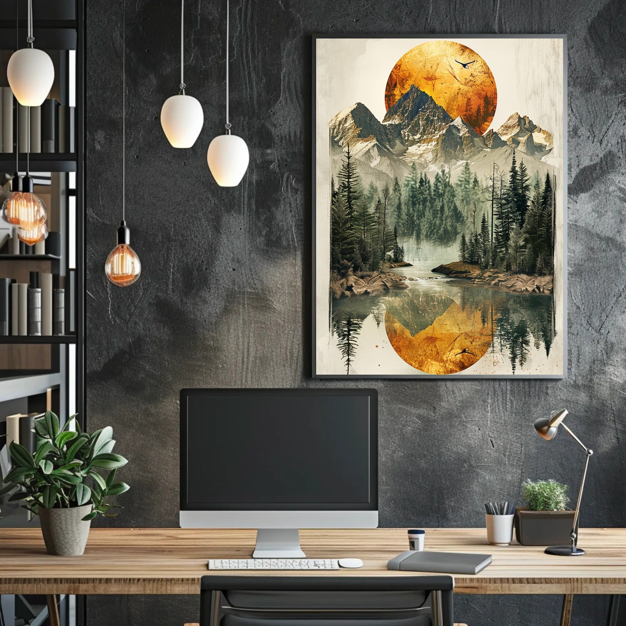 Serene Mountain Reflection Art Print Poster for Home Decor PosterGoat