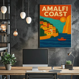 Amalfi Coast Poster Wall Art Scenic Travel Print Collectible