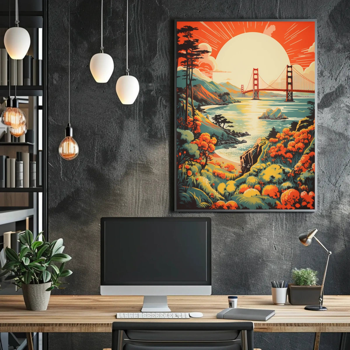 Golden Gate Bridge Vintage Travel Art Travel Poster