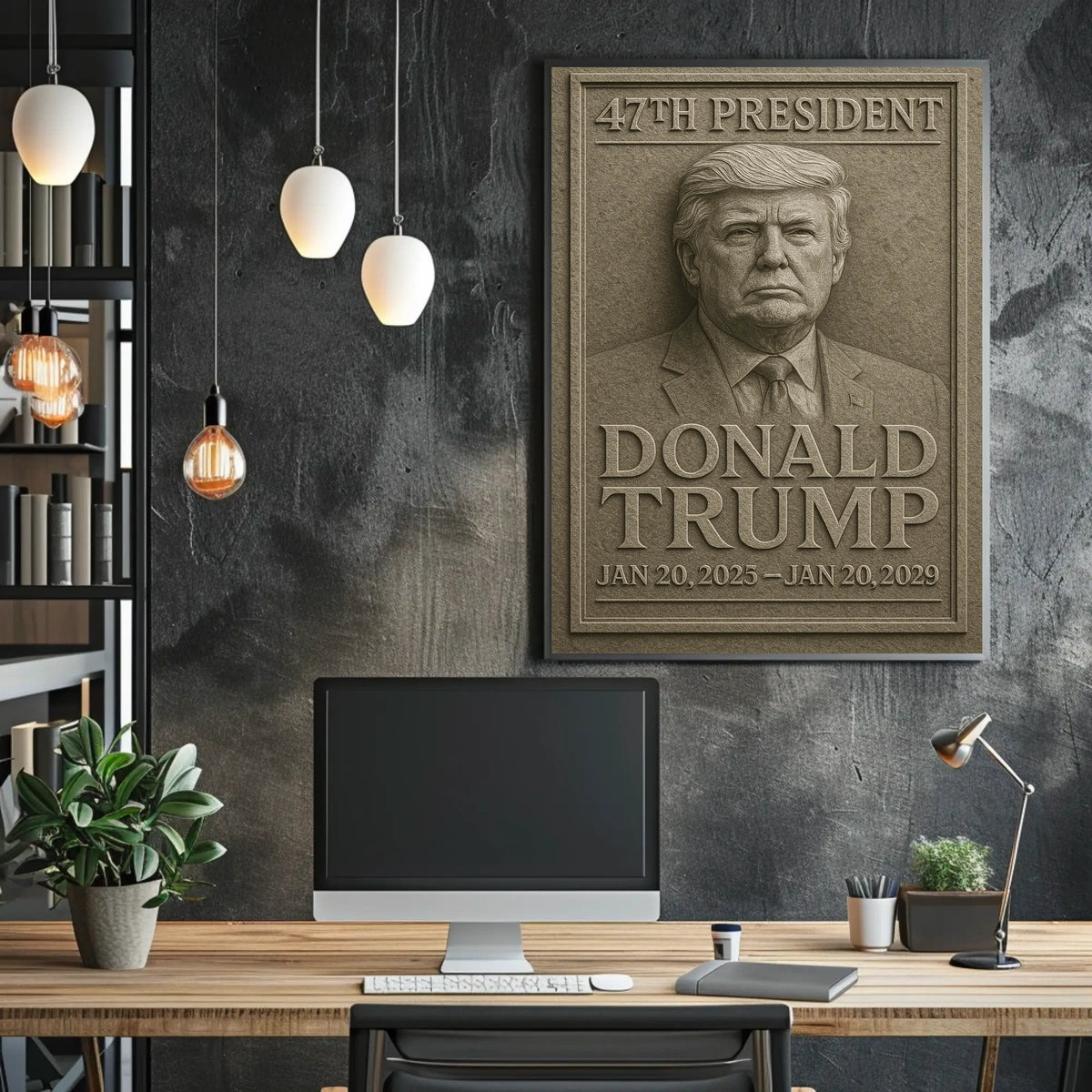 Trump Legacy Stone Relief Monument Patriotic Poster