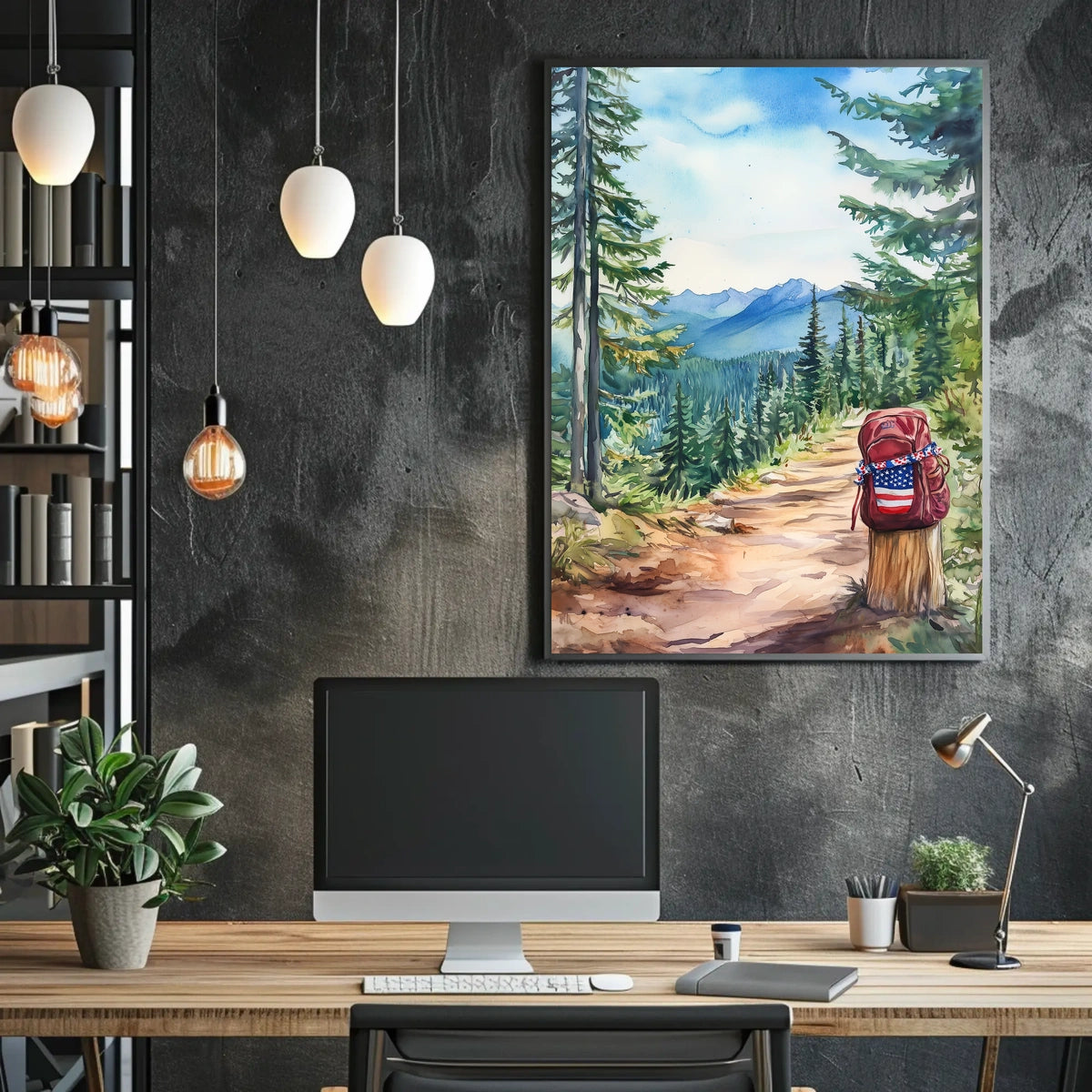 Forest Hiking Trail Mountain Landscape Scenic Nature Poster