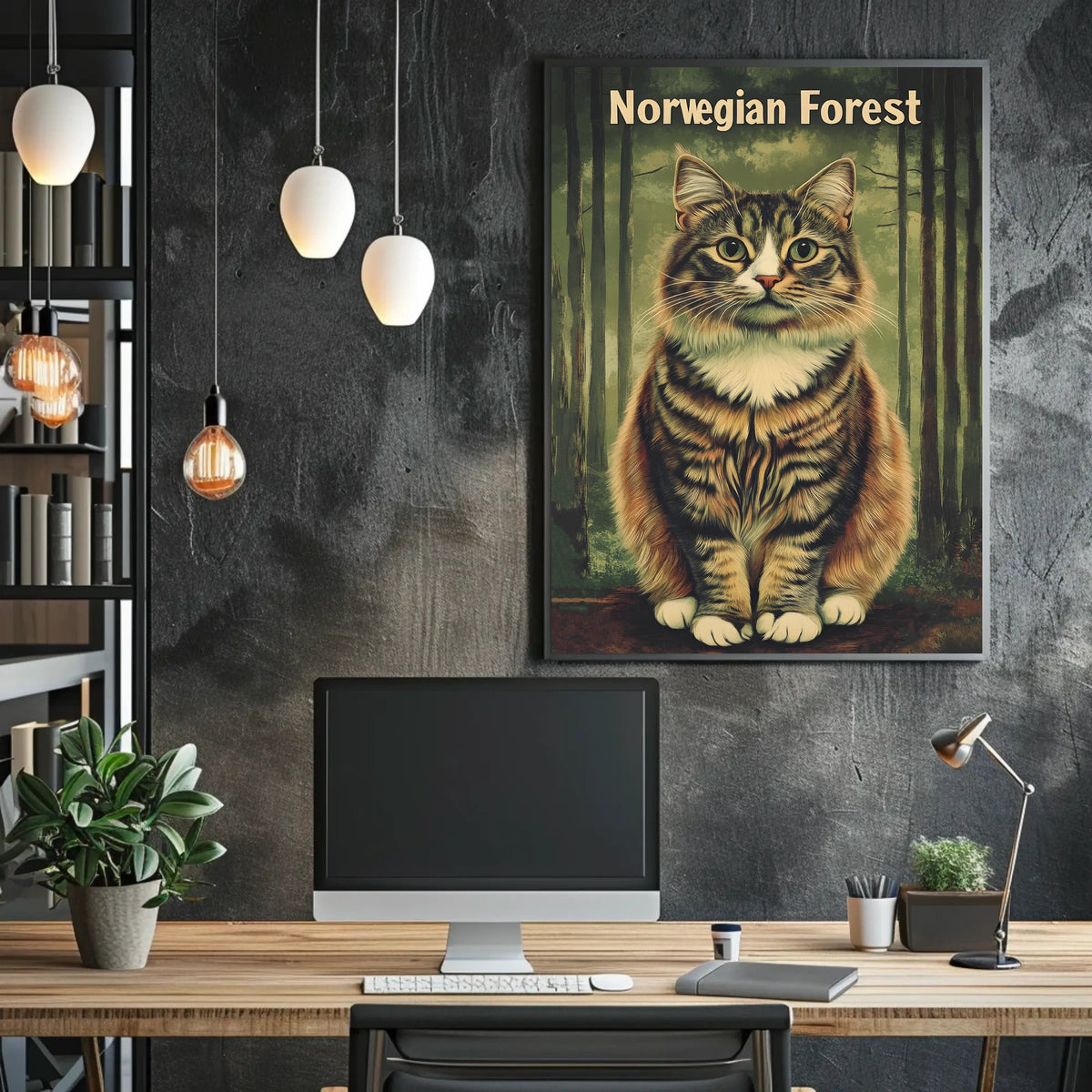 Norwegian Forest Cat Portrait Art Print Decor Poster