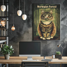 Norwegian Forest Cat Portrait Art Print Decor Poster